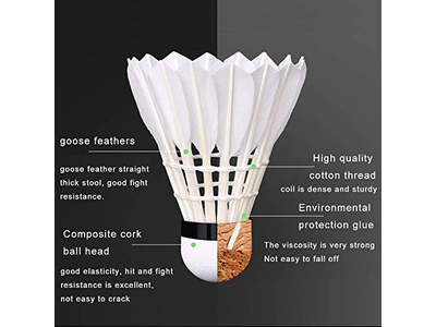 12-Pack Feather Badminton Shuttlecocks
