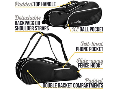 6 Racquet Tennis Bag Padded to Protect Rackets