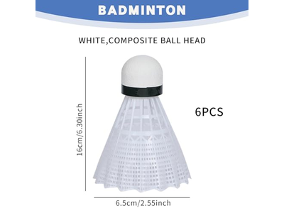 Badminton Ball 6Pcs White Nylon Badminton Shuttlecock