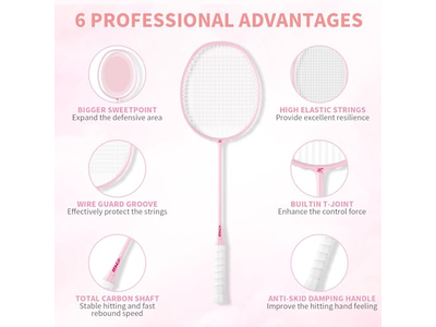 Badminton Racket Set with 2 Carbon Fiber Rackets