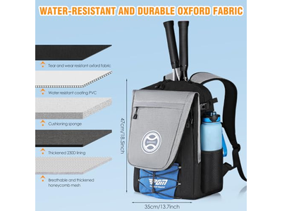 Tennis Backpack with Waterproof Shoe Bag